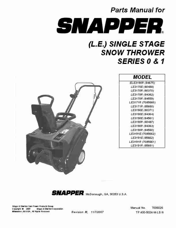 Snapper Snow Blower LE3170R-page_pdf